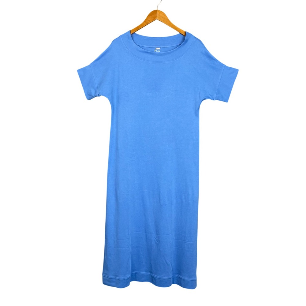 Planet by Lauren G Midi Dress Womens 1 Blue Pima Cotton Short Sleeve Boat Neck
